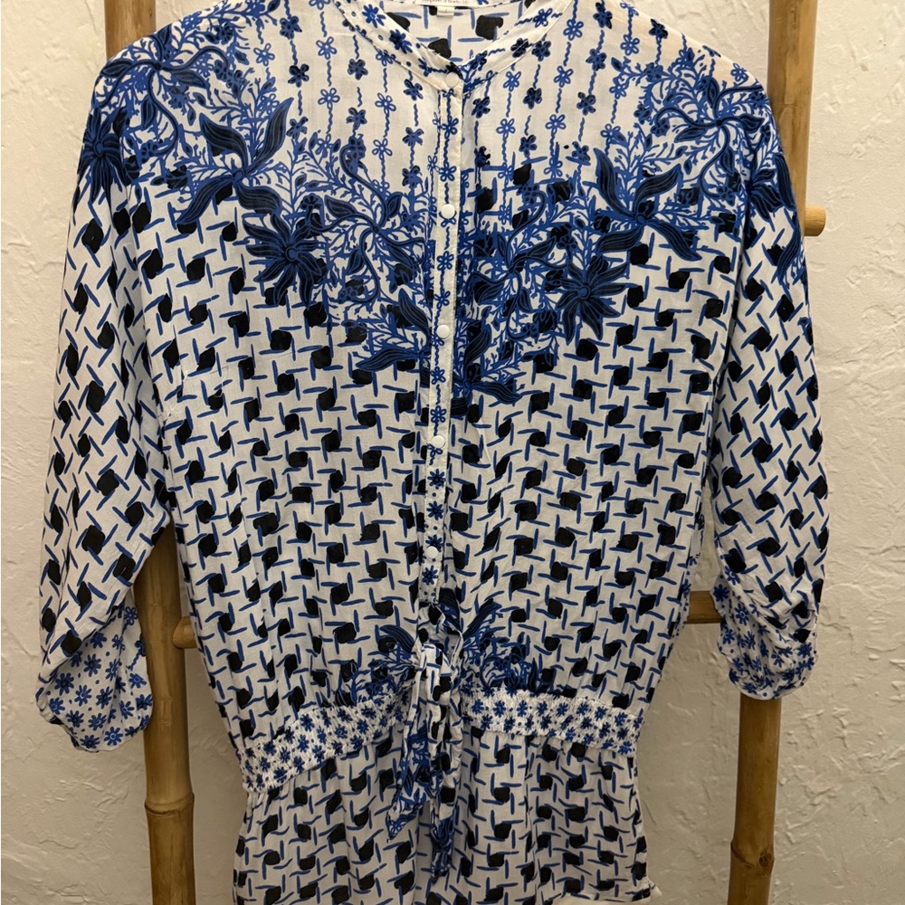 Poupette St. Barth Blue and White Floral jumpsuit